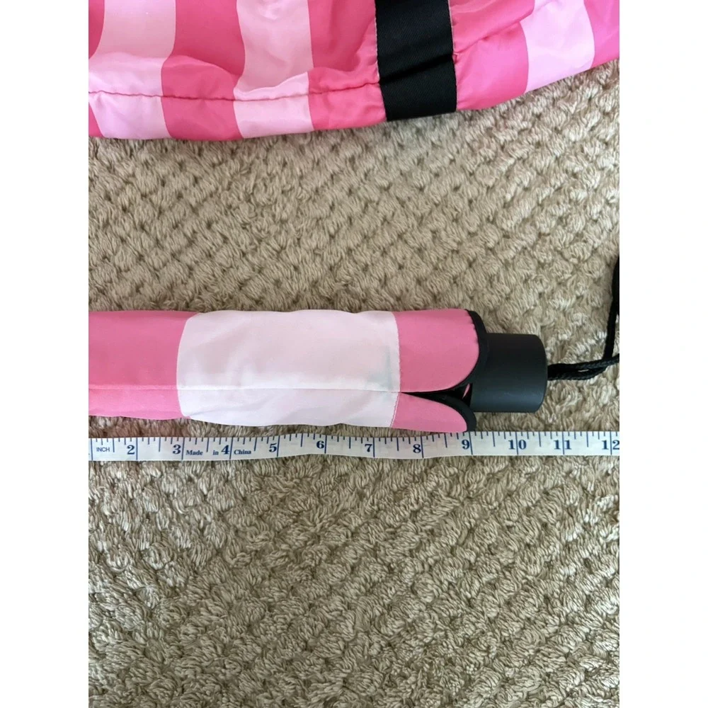Victoria's Secret Black Pink Stripe Weekender, Make Up Bag And Umbrella Set Bags